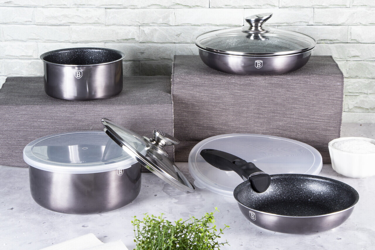 Set pentru gatit Berlinger Haus, Carbon Pro, 9 piese, aluminiu, gri inchis - imagine 5